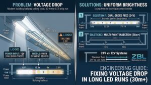 Demonstration of voltage drop in led strip lights and dual-ended power solution